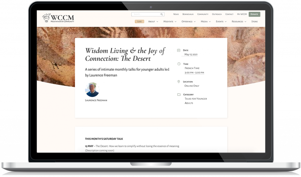WCCM Events single page on laptop