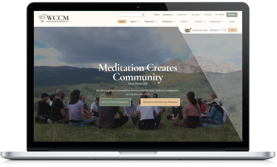 WCCM home page on a laptop, Being Design Case Study