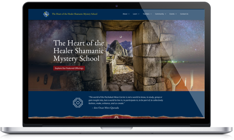 The Heart of the Healer Website on Laptop